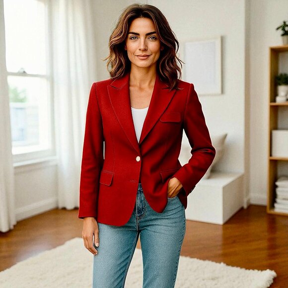 Burberry Patrick James Vintage Red Wool Blazer - Picture 1 of 12